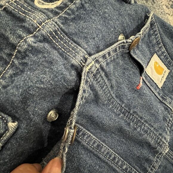 Carhartt Overalls Bib Mens Size 36x32 Workwear Carpenter Blue Denim Logo - Picture 15 of 16